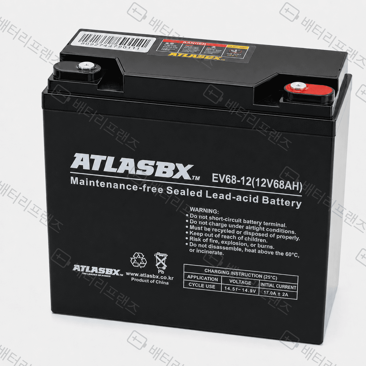 한국앤컴퍼니 EV68-12 12V 68Ah 산업용 배터리 UPS 비상전원용
